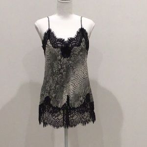 Gold Hawk Python Print and Lace Camisole